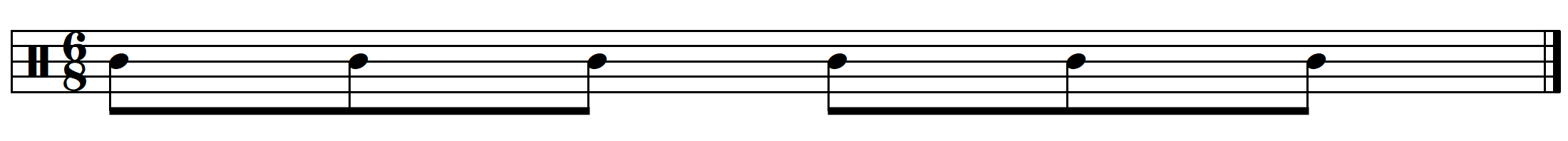 rhythmic dictation compound duple meter example x